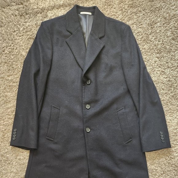 Michael Kors Overcoat Cashmere Blend Black Men's 42L Long Large Winter 3-Button - Picture 1 of 8